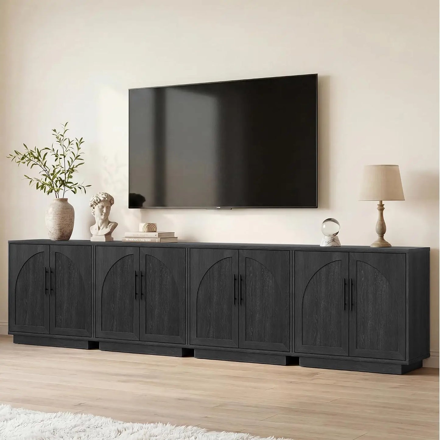 Buffet Cabinet With Glass Doors Modern Arched Sideboard