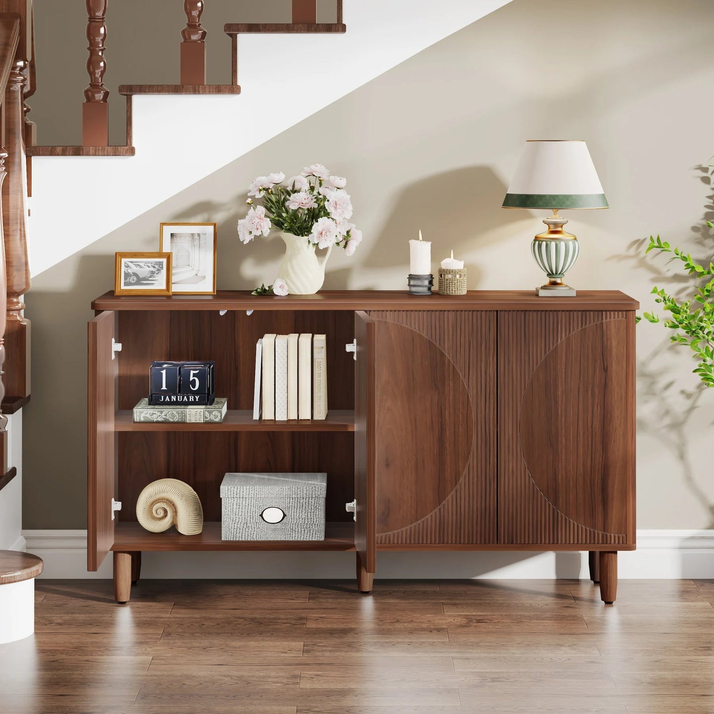 Tribesigns Buffet Cabinet Sideboard with Storage, Modern Storage Cabinet Sideboard Buffet Table with Doors for Living Room The Pet & Home Store