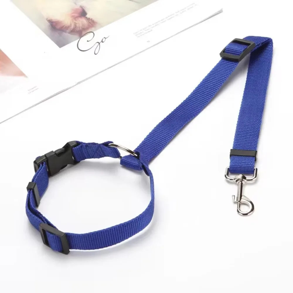 Nylon Two-In-One Pet Car Seat Belt And Leash Adjustable Harness