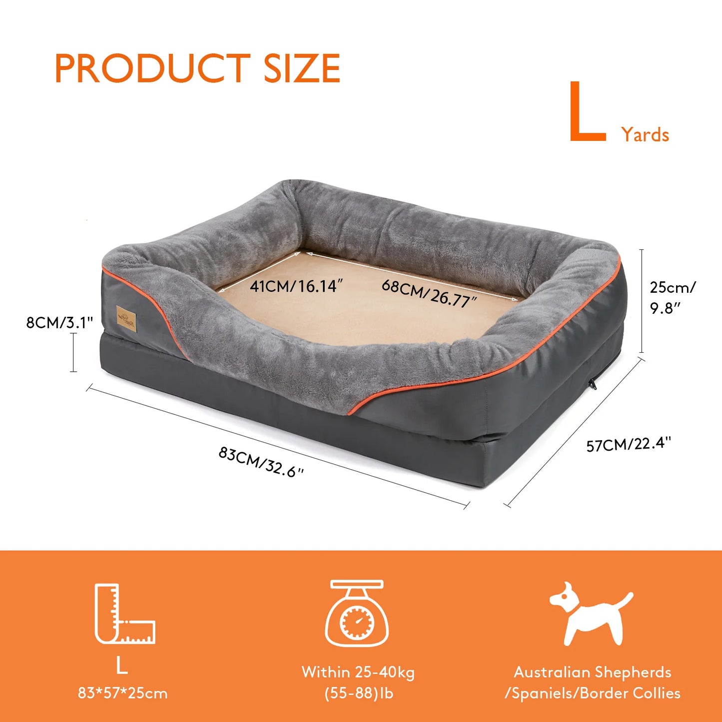 BINGOPAW Large Dog Bed With Removable Washable Cover
